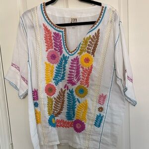 Ivy Jane White Tunic with Colorful Embroidery